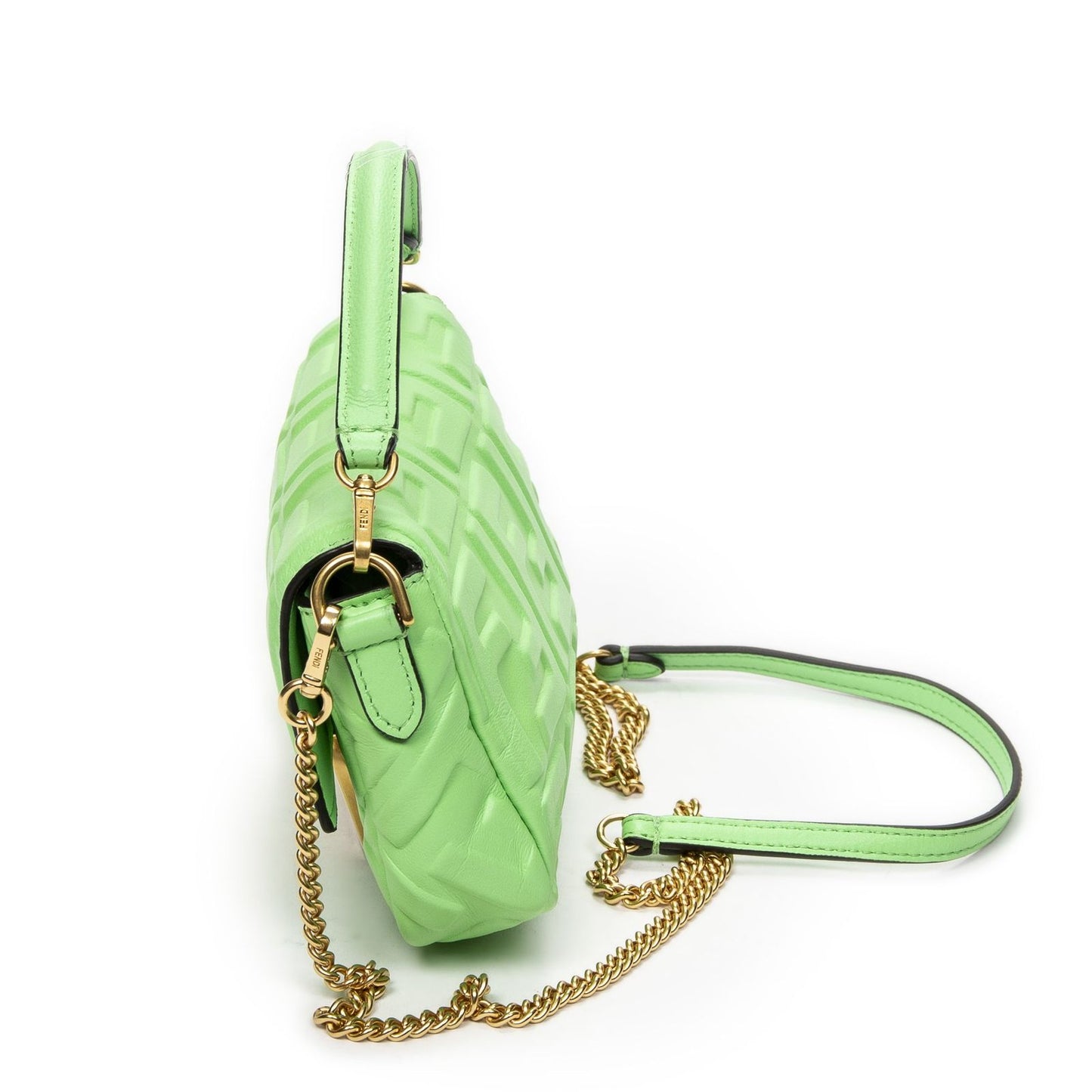 Fendi Mini Cassette Crossbody Green Zucca Embossed Leather — view 3