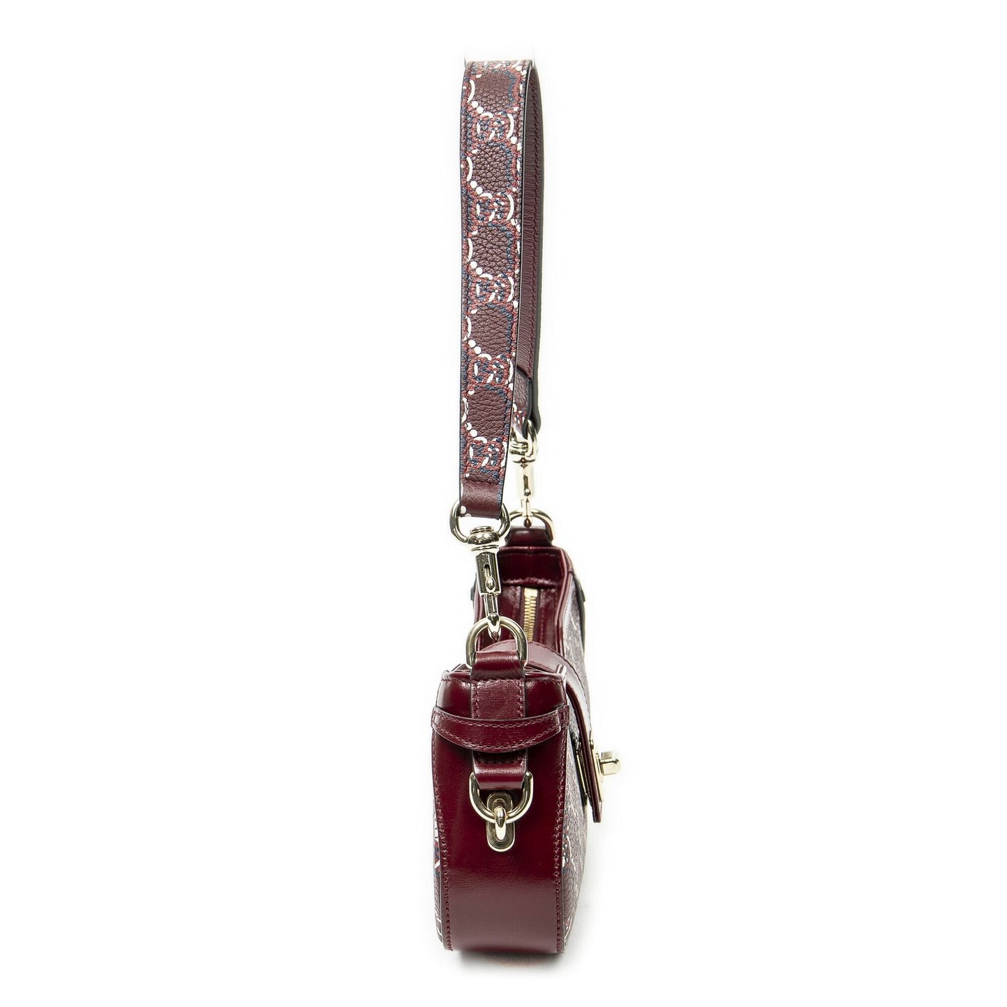 Gucci Mini Moon Side Hobo Burgundy Optical GG Printed Leathera — view 4