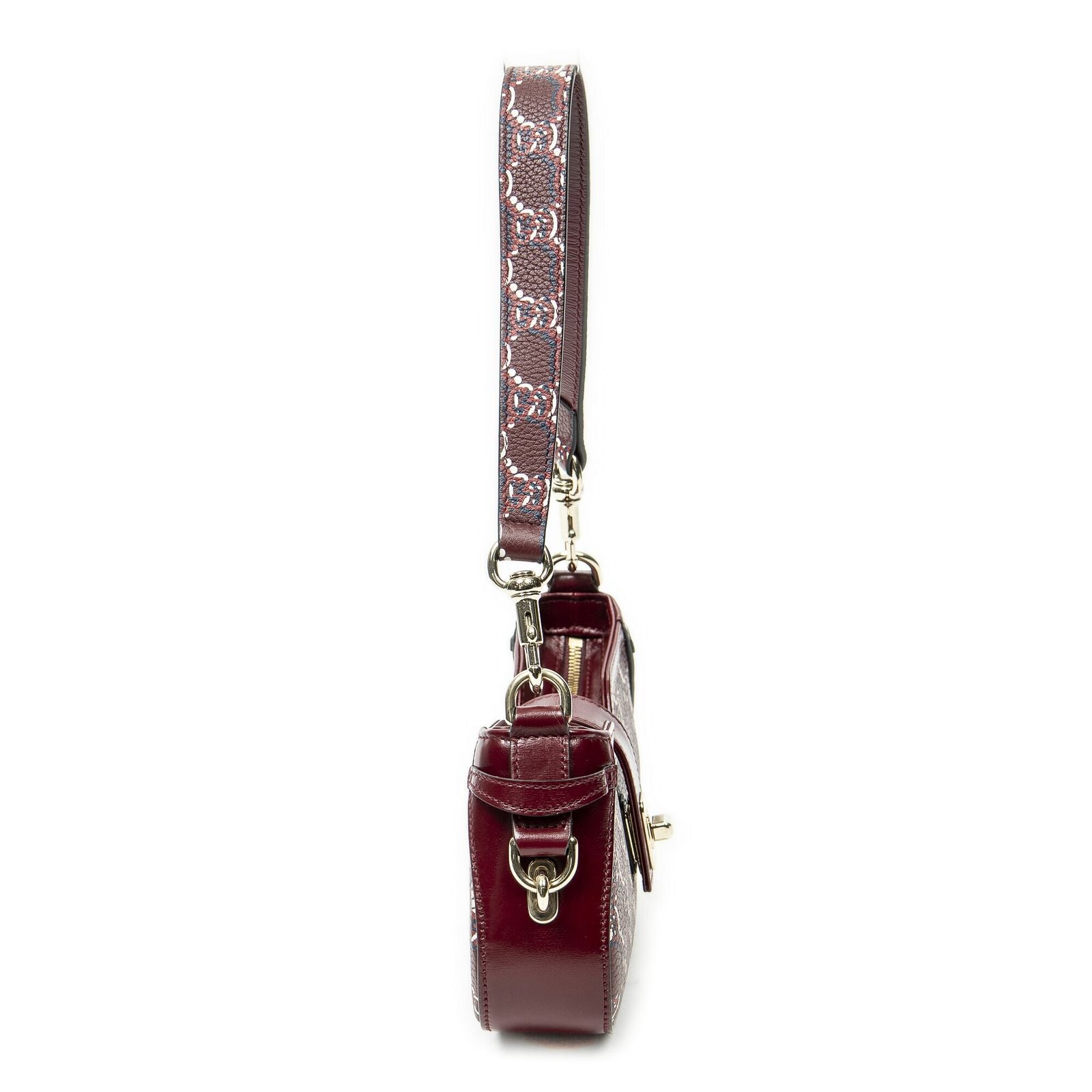 Gucci Mini Moon Side Hobo Burgundy Optical GG Printed Leathera — view 4