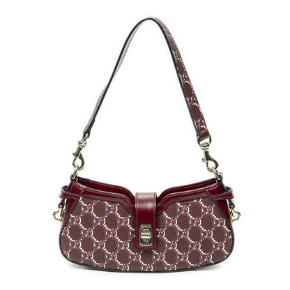 Gucci Mini Moon Side Hobo Burgundy Optical GG Printed Leathera