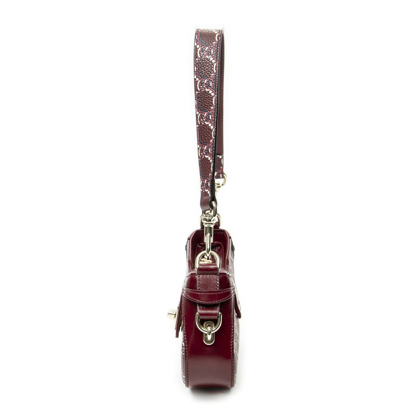 Gucci Mini Moon Side Hobo Burgundy Optical GG Printed Leathera — view 3