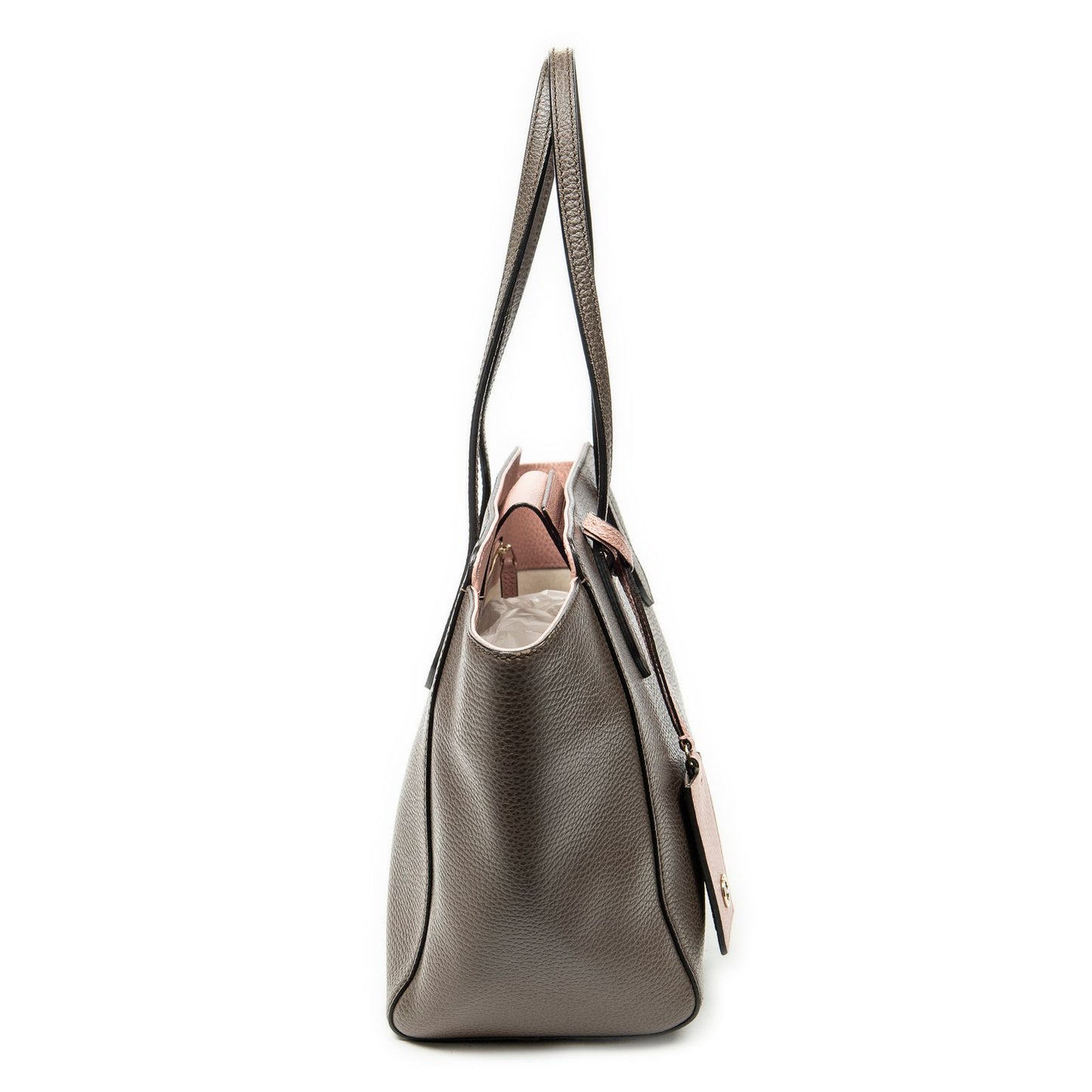 Gucci Small Swing Tote Bag Taupe Pink Grain Calfskin Leather — view 4
