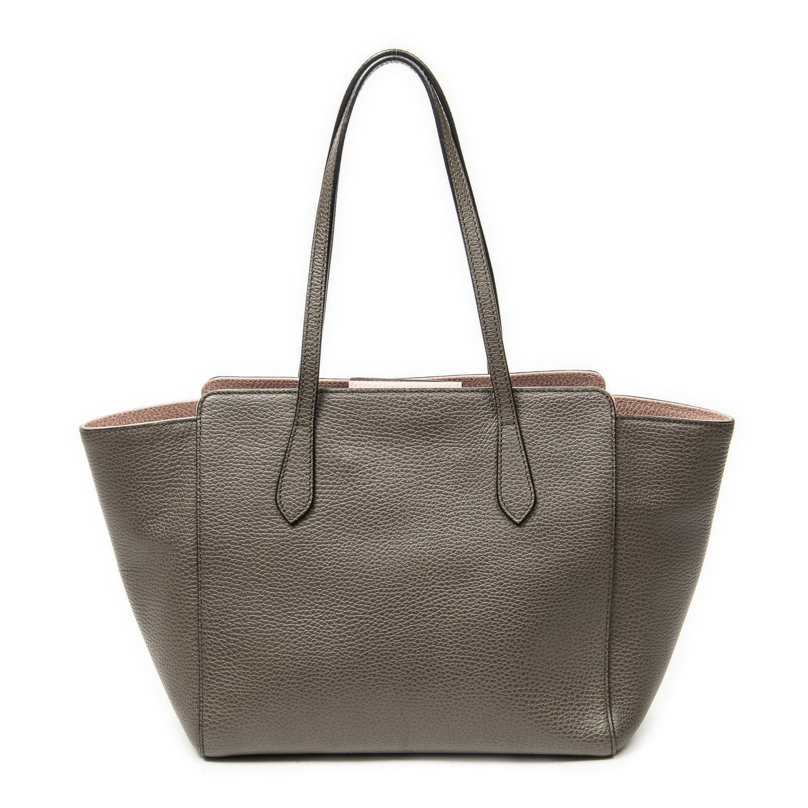 Gucci Small Swing Tote Bag Taupe Pink Grain Calfskin Leather — view 5