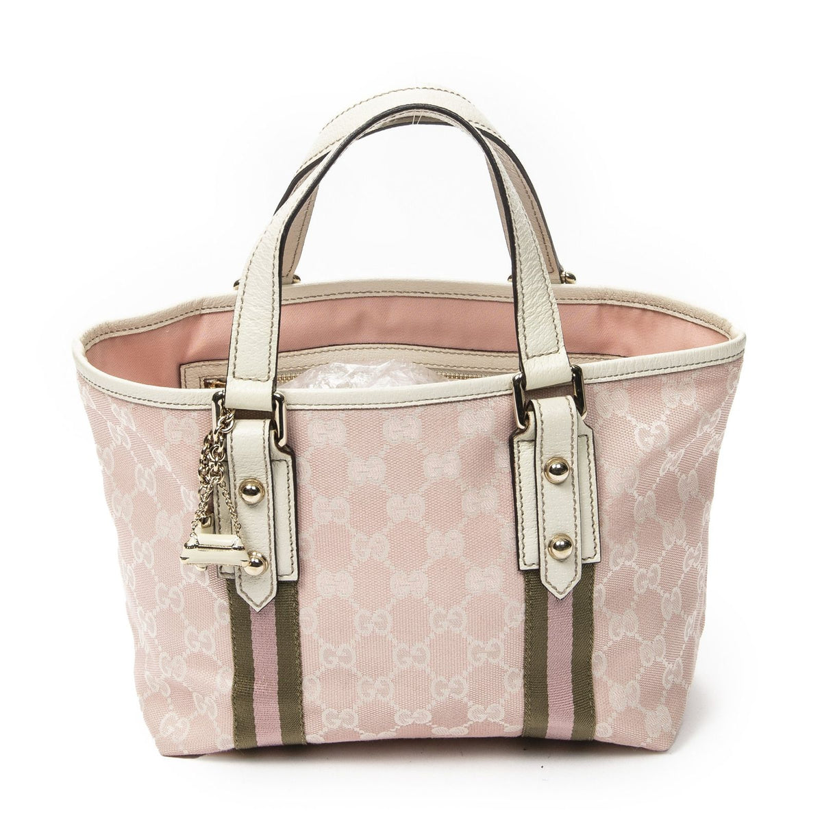 Gucci Mini Web Jolicoeur Tote Bag Pink White GG Canvas
