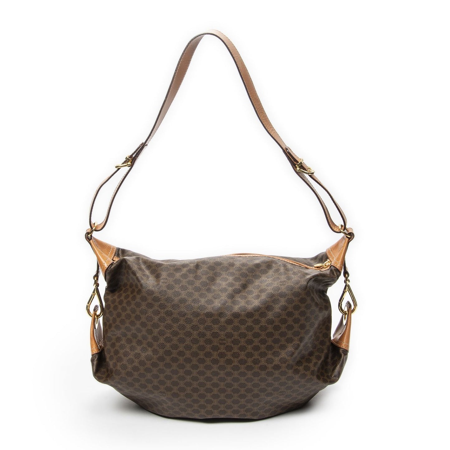 Celine Vintage Mini Zip Hobo Brown Macadam Canvas