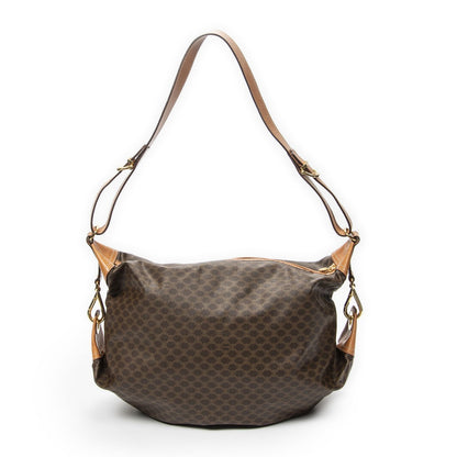 Celine Vintage Mini Zip Hobo Brown Macadam Canvas