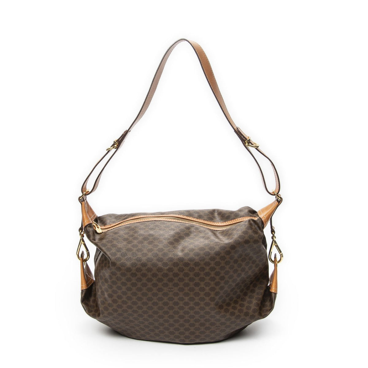 Celine Vintage Mini Zip Hobo Brown Macadam Canvas — view 5