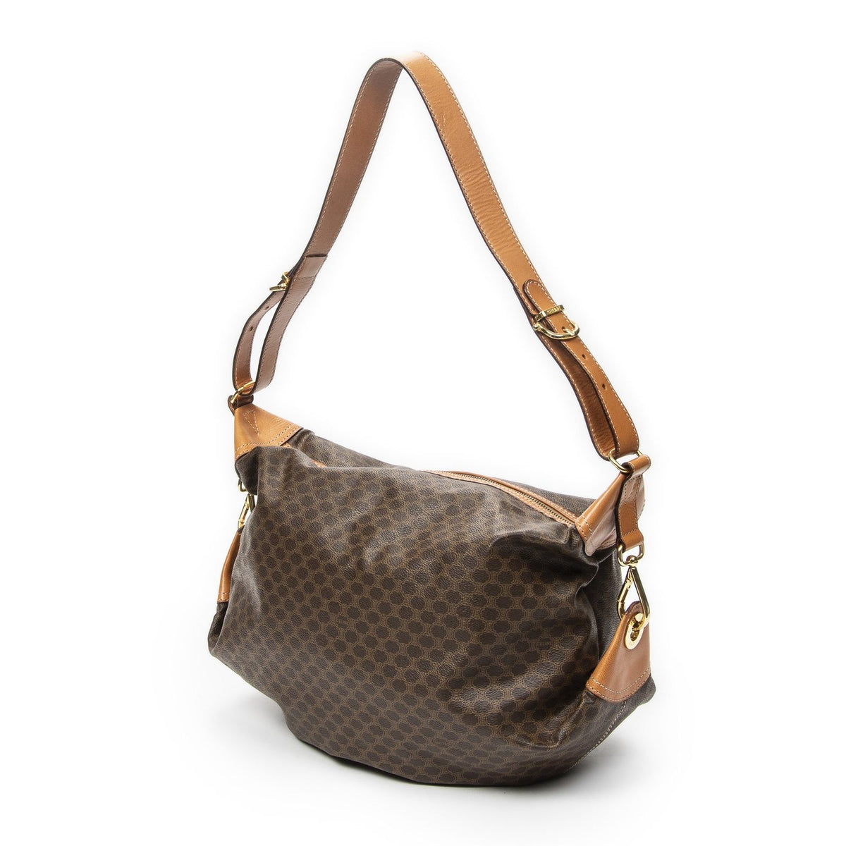 Celine Vintage Mini Zip Hobo Brown Macadam Canvas — view 2