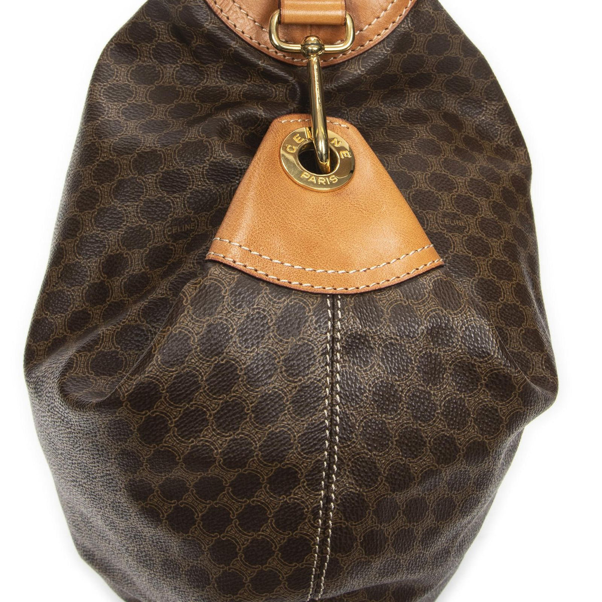 Celine Vintage Mini Zip Hobo Brown Macadam Canvas — view 7
