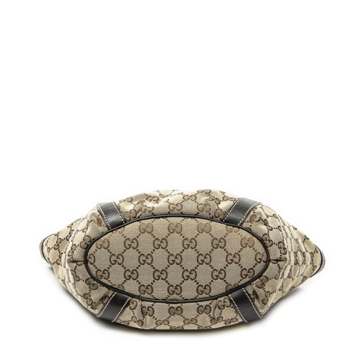 Gucci Small D Ring Bucket Tote Bag Dark Brown Beige GG Canvas — view 6