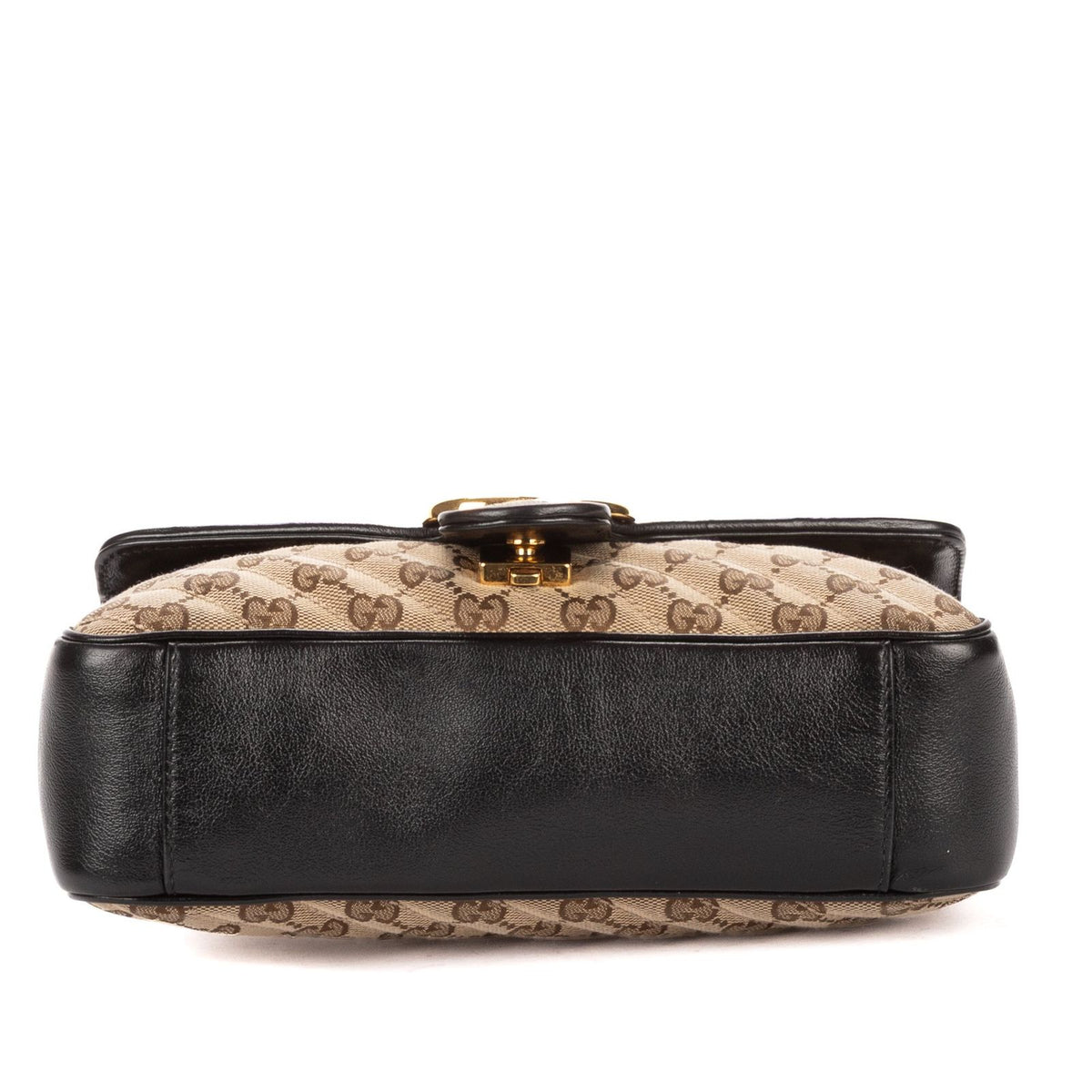 Gucci Marmont Flap Bag Black Beige GG Canvas — view 6