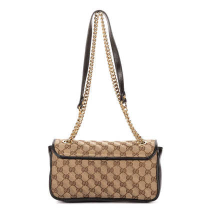 Gucci Marmont Flap Bag Black Beige GG Canvas — view 5