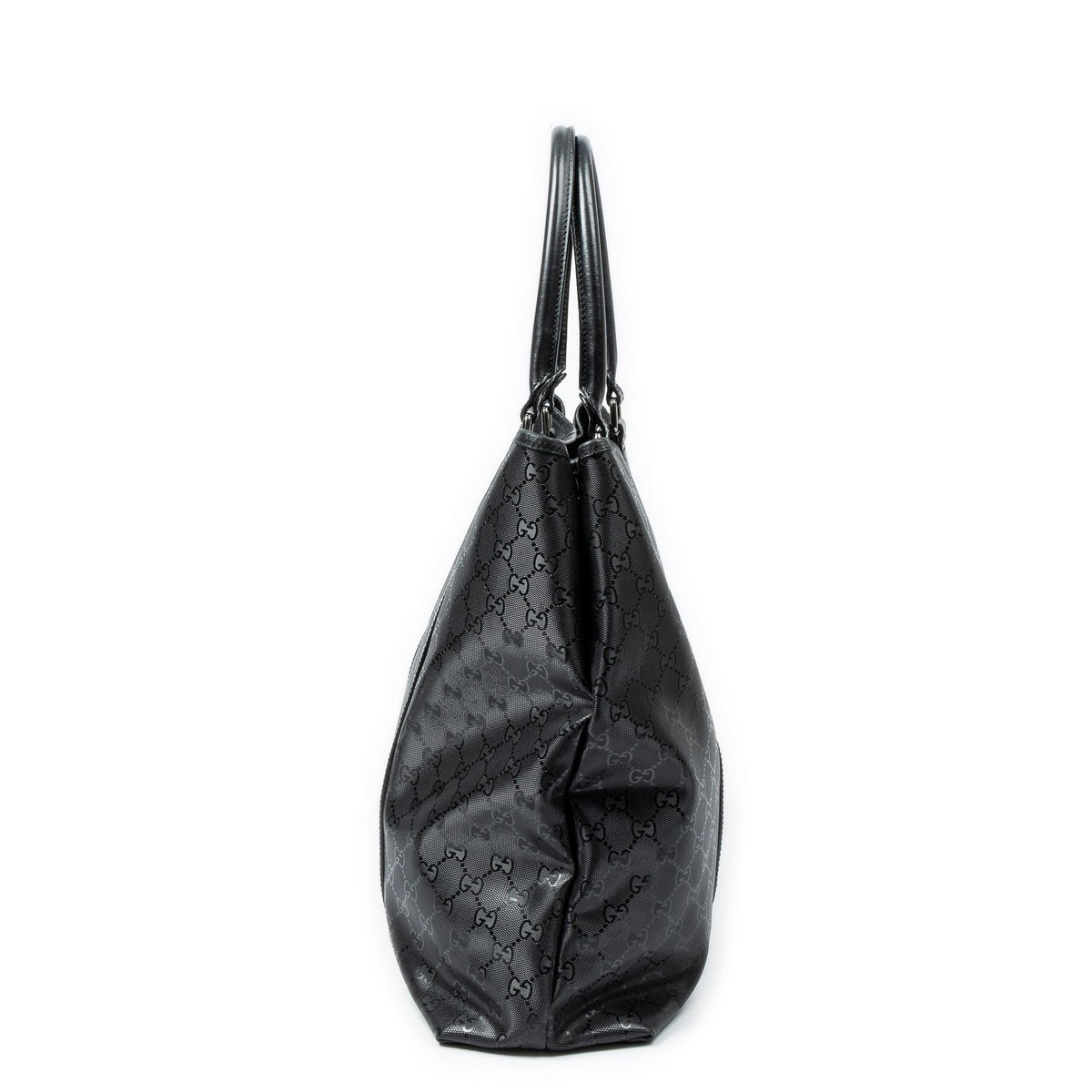 Gucci Vertical Tote Bag Black Guccissima Imprint Canvas — view 3