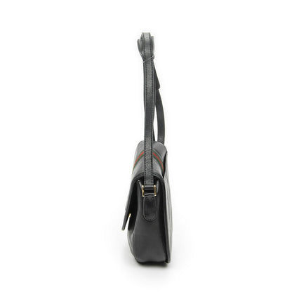 Gucci Vintage Flap Bag Crossbody Black Grain Calfskin Leather — view 3