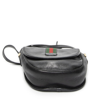 Gucci Vintage Flap Bag Crossbody Black Grain Calfskin Leather — view 6