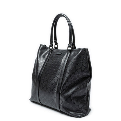 Gucci Vertical Tote Bag Black Guccissima Imprint Canvas — view 2