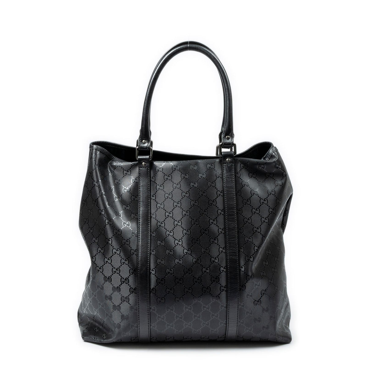 Gucci Vertical Tote Bag Black Guccissima Imprint Canvas — view 5