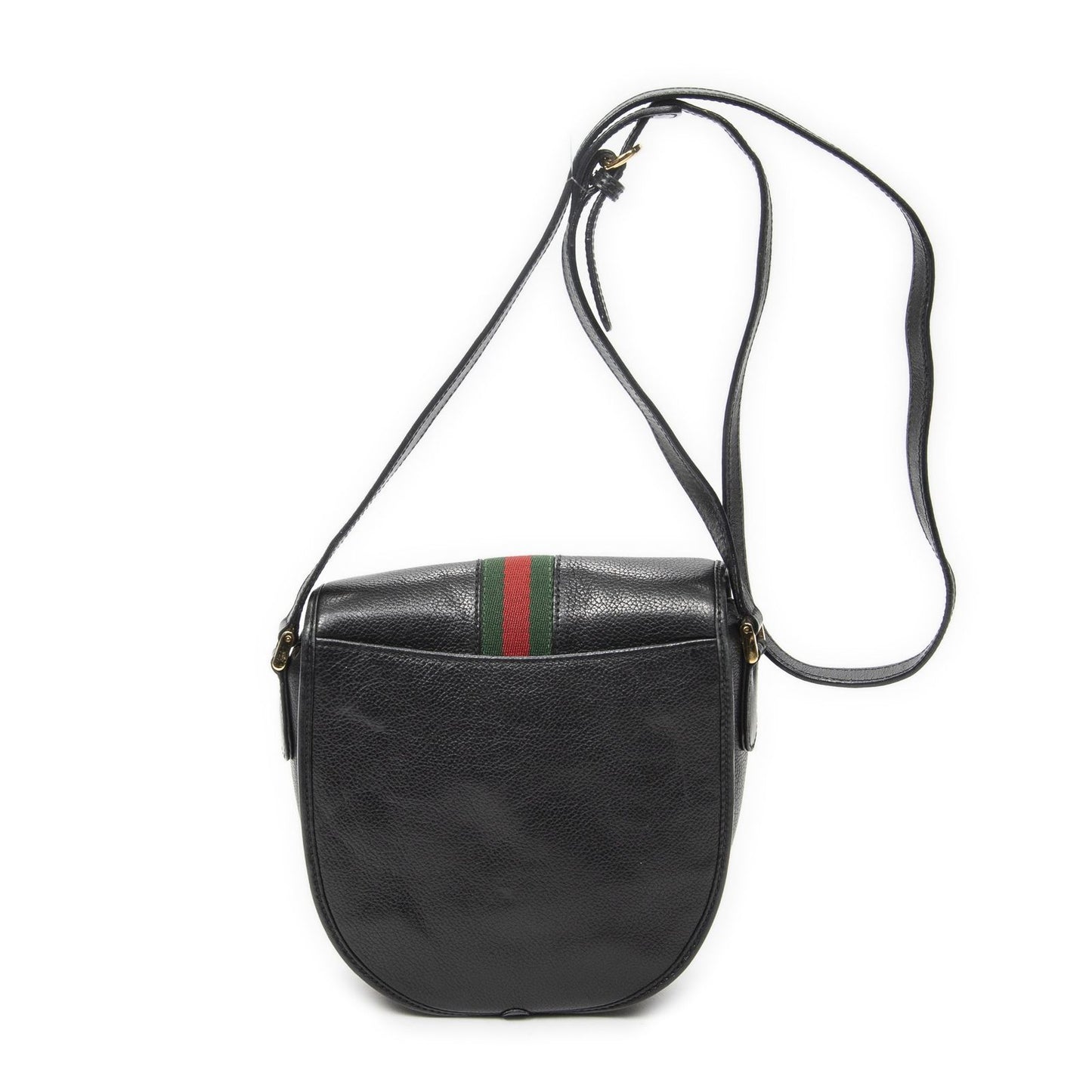Gucci Vintage Flap Bag Crossbody Black Grain Calfskin Leather — view 5