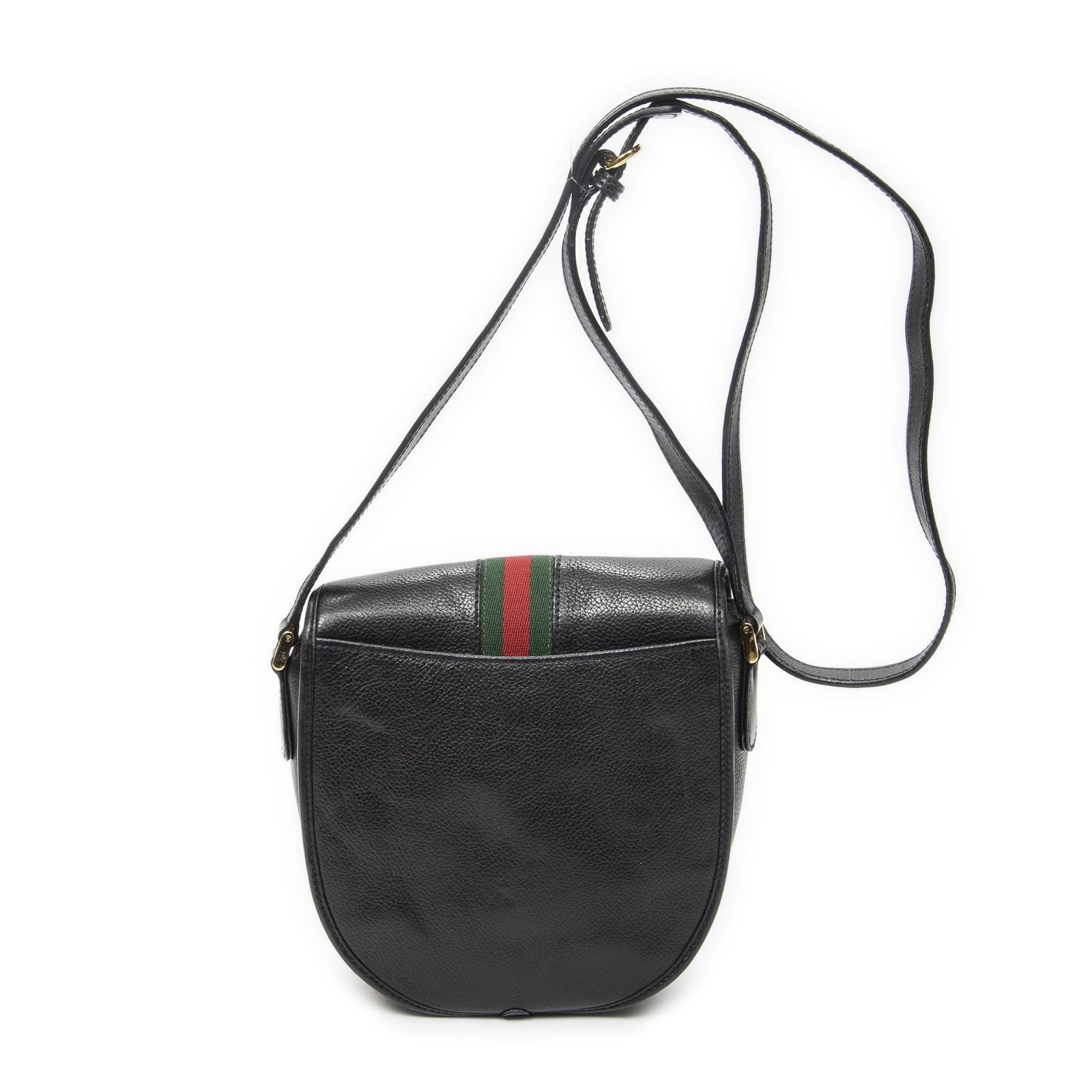 Gucci Vintage Flap Bag Crossbody Black Grain Calfskin Leather — view 5