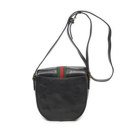 Gucci Vintage Flap Bag Crossbody Black Grain Calfskin Leather — view 5