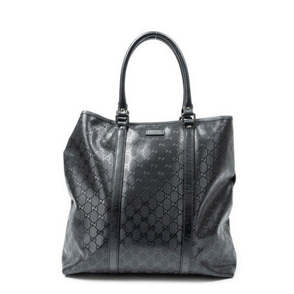 Gucci Vertical Tote Bag Black Guccissima Imprint Canvas