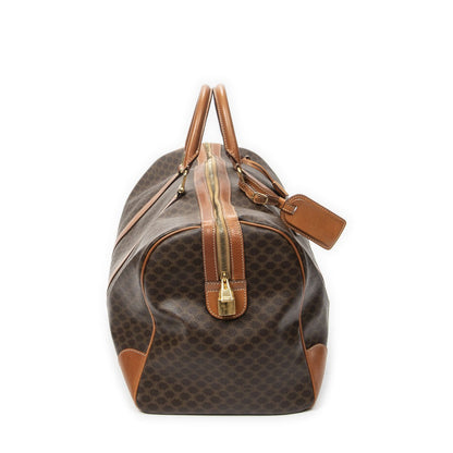 Celine Vintage Large Travel Boston Brown Macadam Canvas Handbag — view 4