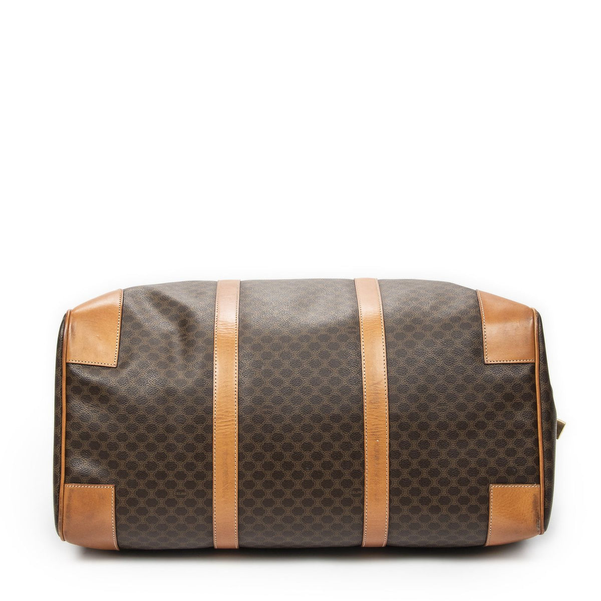 Celine Vintage Large Travel Boston Brown Macadam Canvas Handbag — view 6