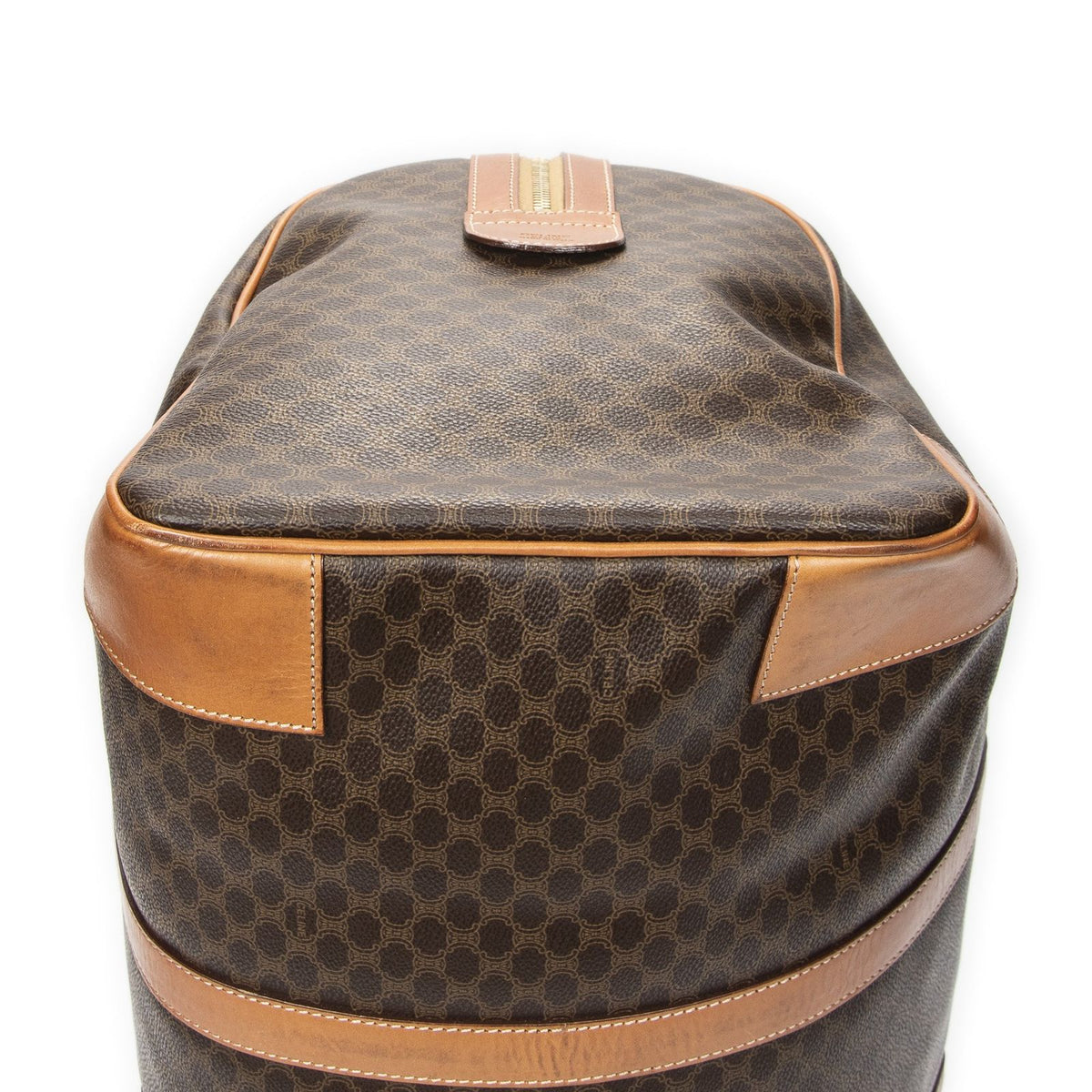 Celine Vintage Large Travel Boston Brown Macadam Canvas Handbag — view 7