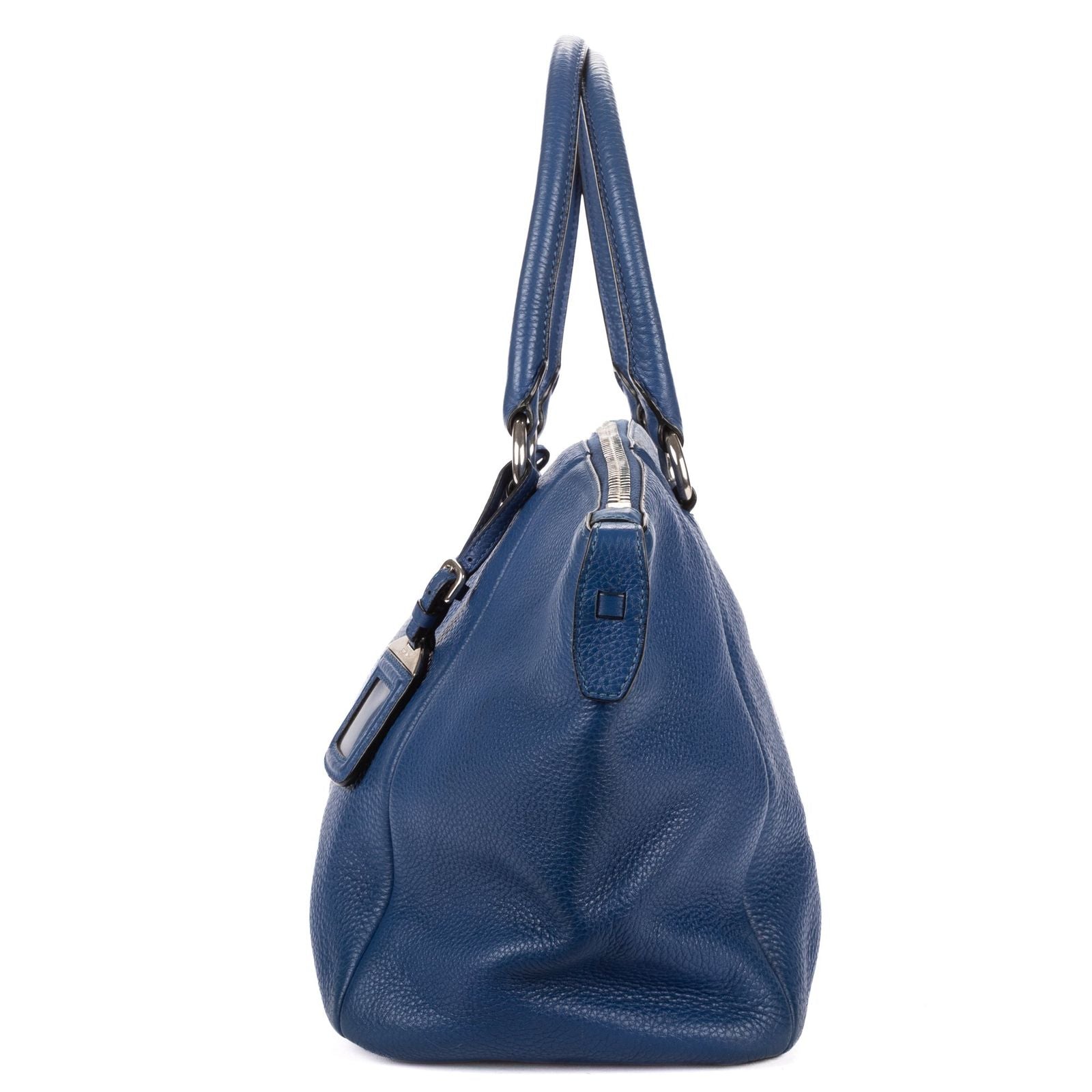 Prada Twin Pocket Double Handle Tote Bag Blue Vitello Dyno — view 3