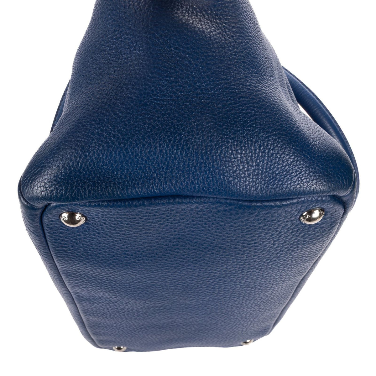 Prada Twin Pocket Double Handle Tote Bag Blue Vitello Dyno — view 8