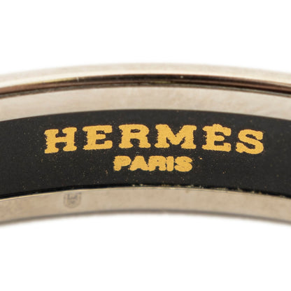 Hermes Enamel Bangle Light Blue Silver Plated Bracelet — view 4