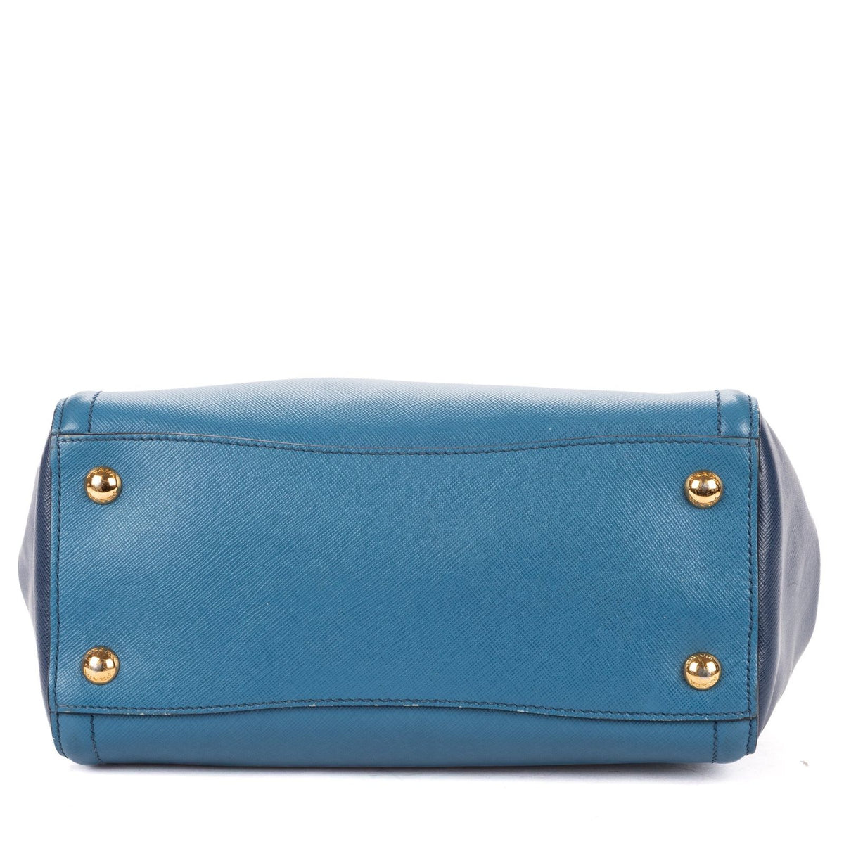 Prada Small Bicolor Galleria Open Tote Bag Blue Navy Saffiano Luxe Leather — view 5