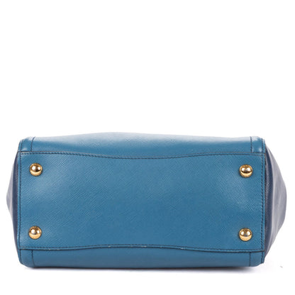 Prada Small Bicolor Galleria Open Tote Bag Blue Navy Saffiano Luxe Leather — view 5