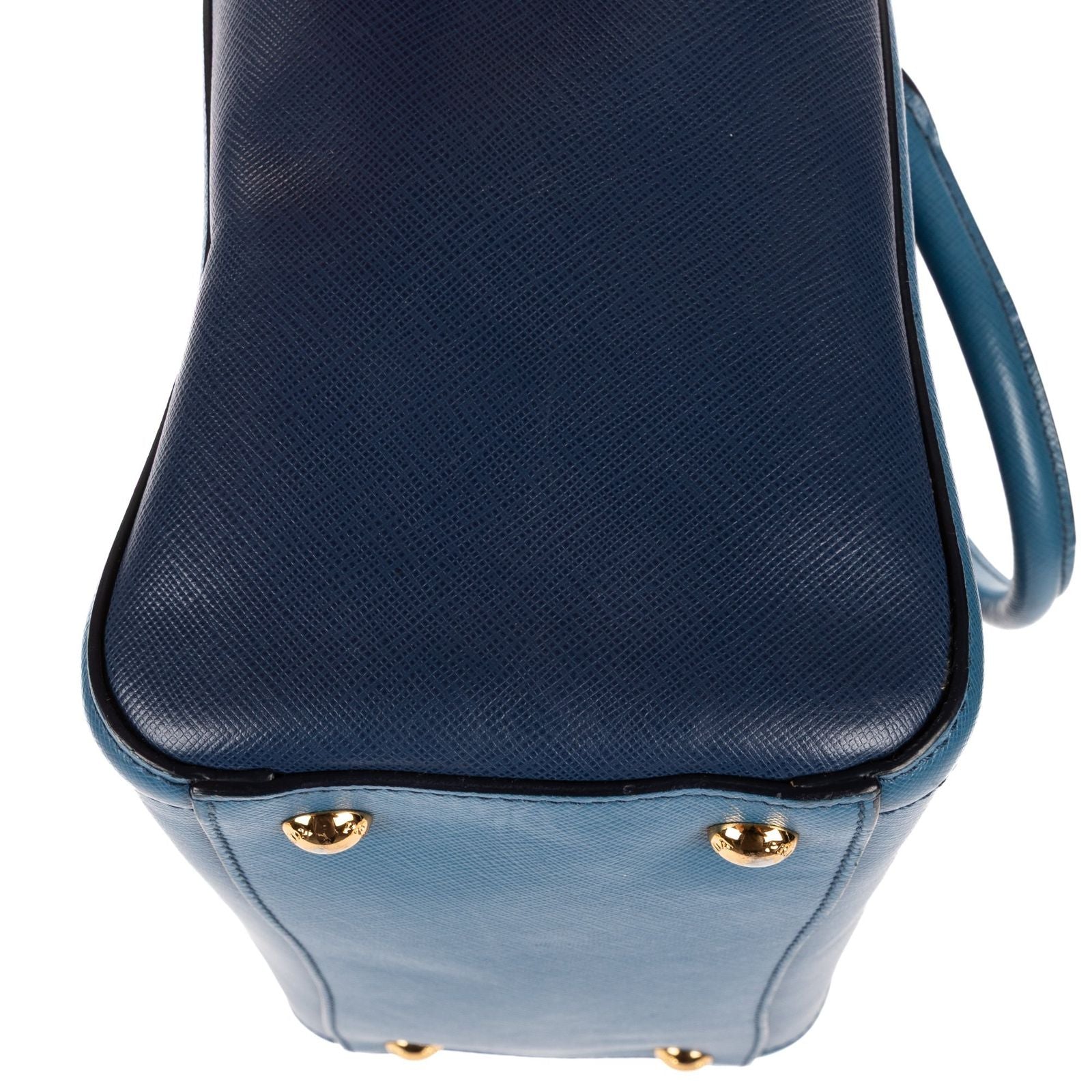 Prada Small Bicolor Galleria Open Tote Bag Blue Navy Saffiano Luxe Leather — view 6