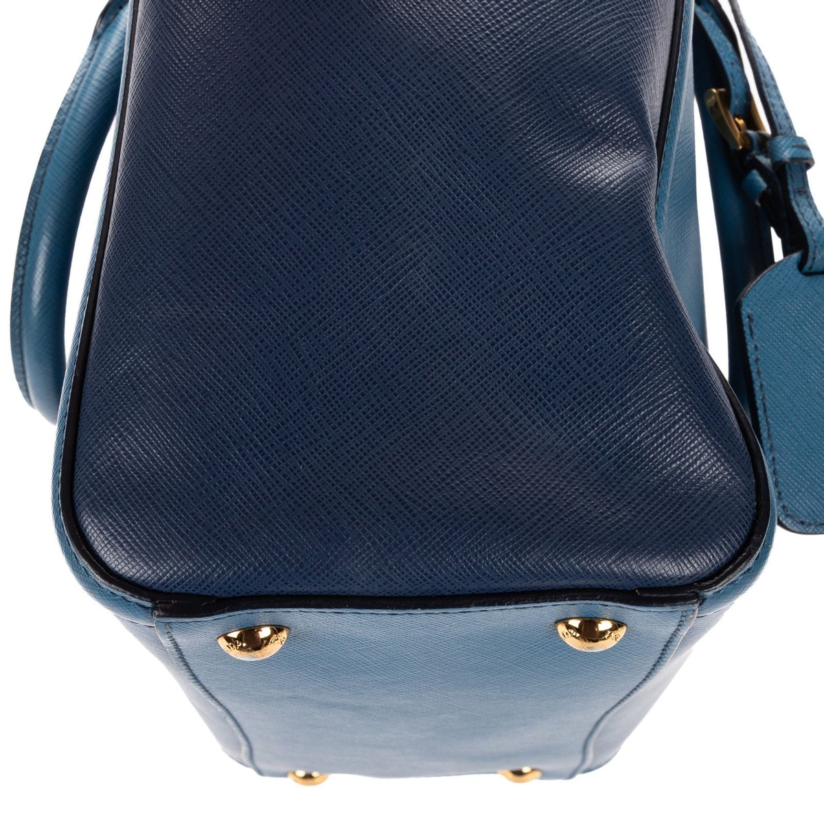 Prada Small Bicolor Galleria Open Tote Bag Blue Navy Saffiano Luxe Leather — view 7