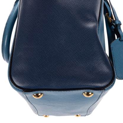 Prada Small Bicolor Galleria Open Tote Bag Blue Navy Saffiano Luxe Leather — view 7
