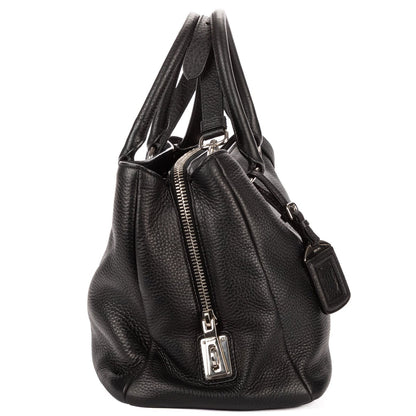 Prada Zip Around Tote Bag Black Vitello Daino — view 4