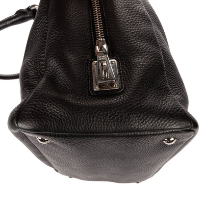 Prada Zip Around Tote Bag Black Vitello Daino — view 8