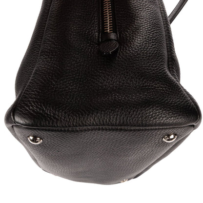 Prada Zip Around Tote Bag Black Vitello Daino — view 7