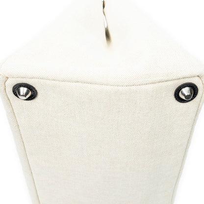 Prada Medium Mistolino Canapa Tote Bag Ivory Black Embellished Canvas — view 7