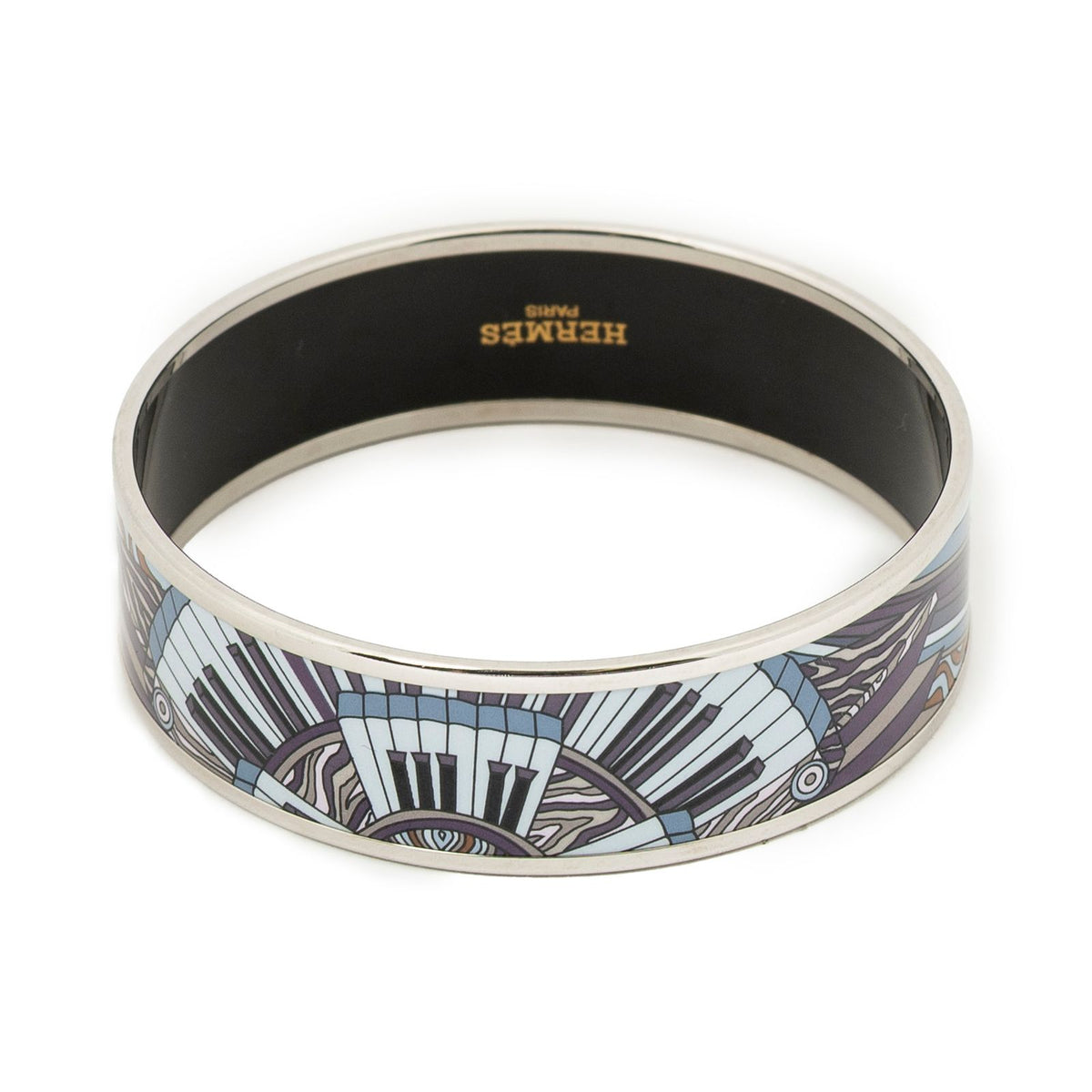 Hermes Enamel Bangle Lilac Silver Plated Bracelet — view 3
