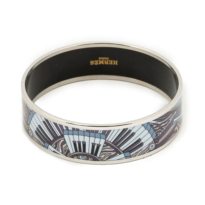 Hermes Enamel Bangle Lilac Silver Plated Bracelet — view 3