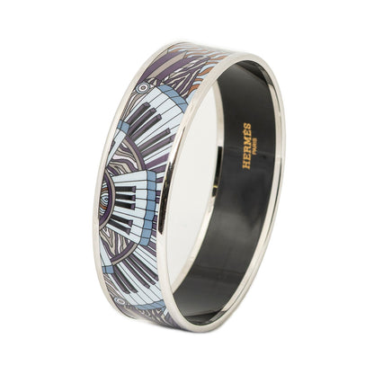 Hermes Enamel Bangle Lilac Silver Plated Bracelet