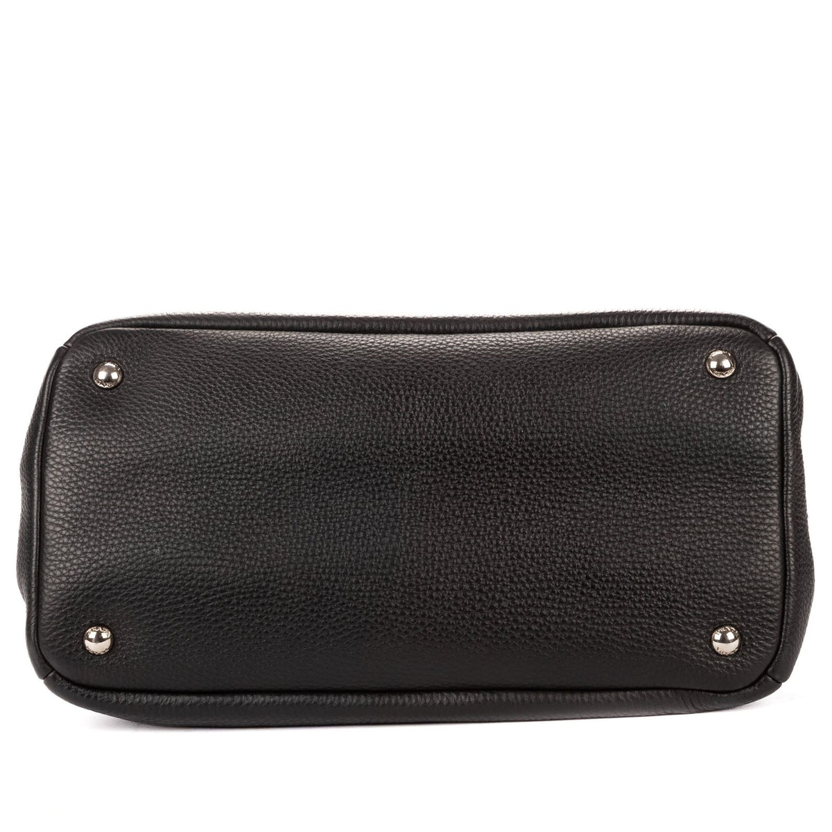 Prada Zip Around Tote Bag Black Vitello Daino — view 6