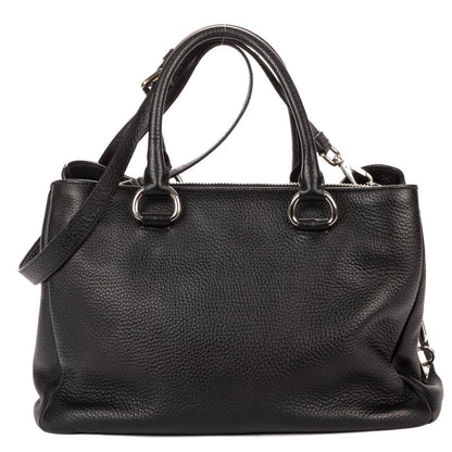 Prada Zip Around Tote Bag Black Vitello Daino — view 5