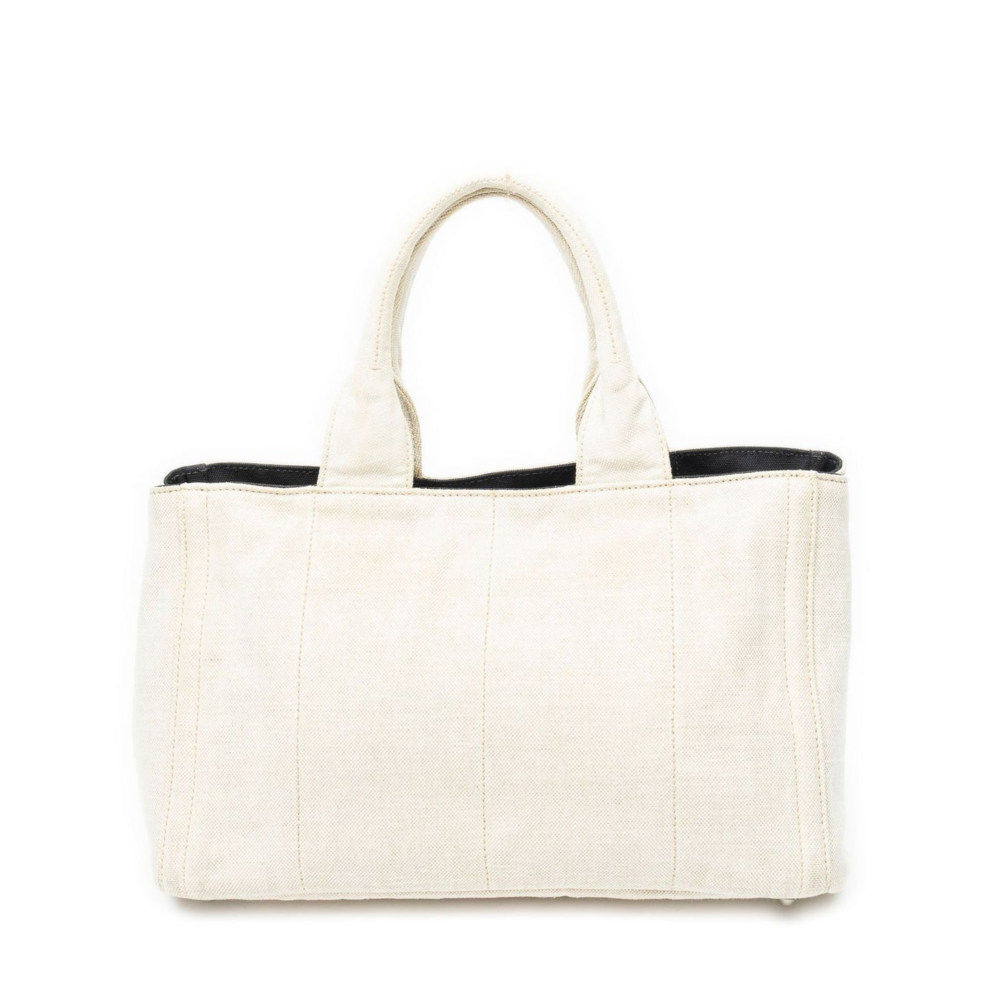 Prada Medium Mistolino Canapa Tote Bag Ivory Black Embellished Canvas — view 5