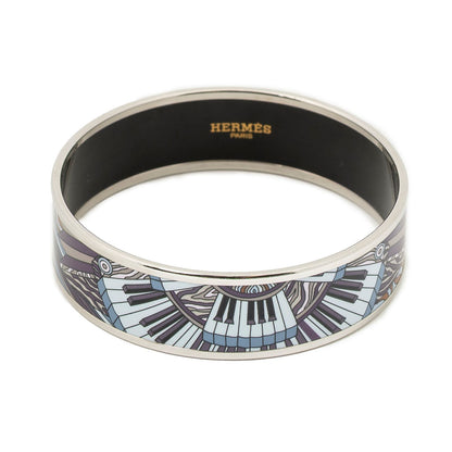 Hermes Enamel Bangle Lilac Silver Plated Bracelet — view 2