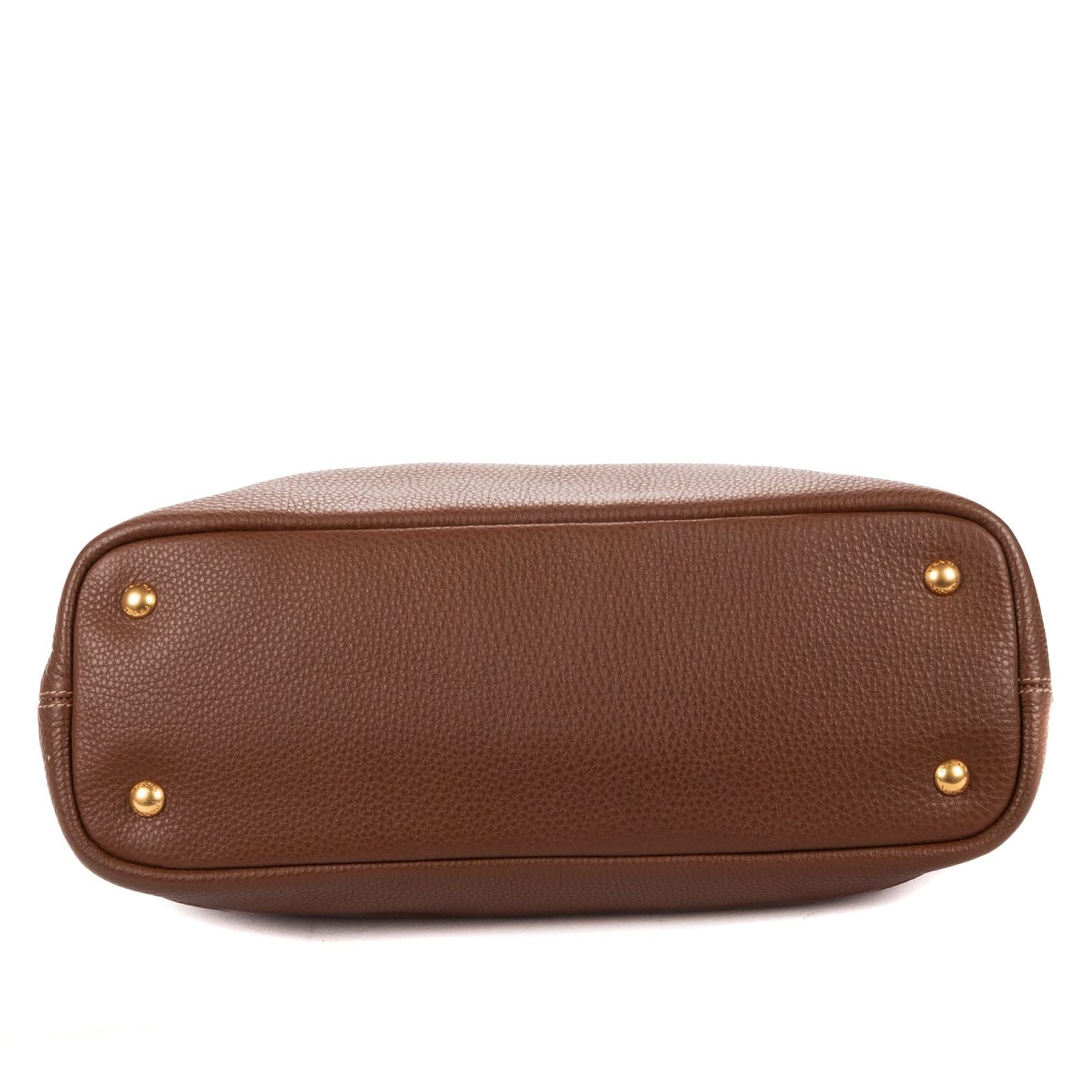 Prada Large Zip Tote Bag Brown Vitello Dyno — view 6
