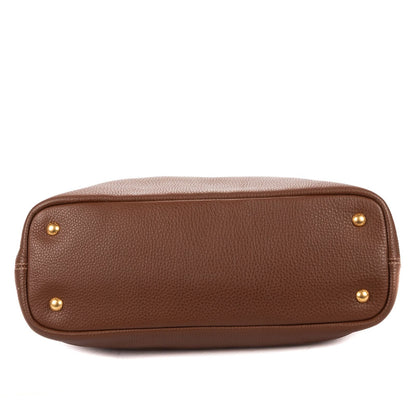 Prada Large Zip Tote Bag Brown Vitello Dyno — view 6