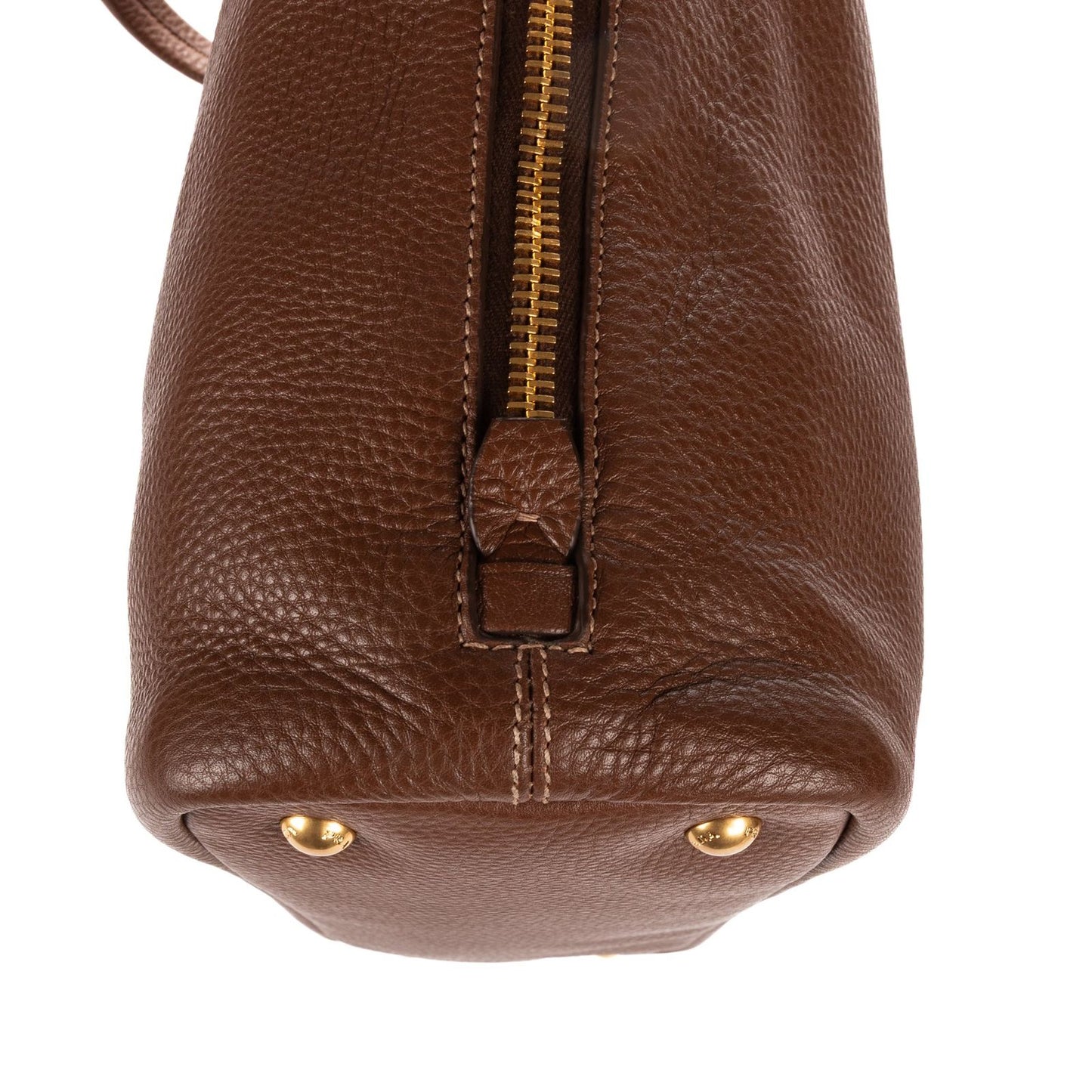 Prada Large Zip Tote Bag Brown Vitello Dyno — view 8